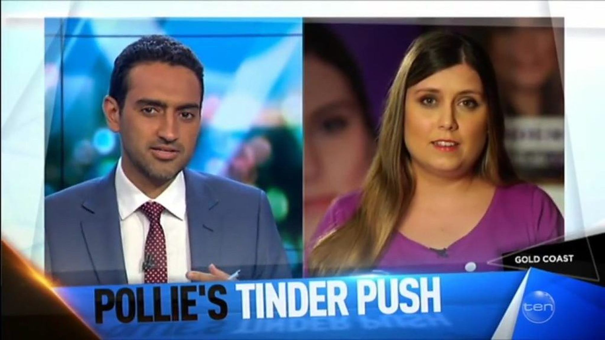 The Tinder Pollie campaign on The Project, Network Ten