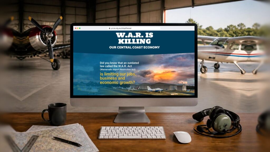 Saving Warnervale Airport: Stop the WAR lead generation landing page, ycca.org.au/stopthewar